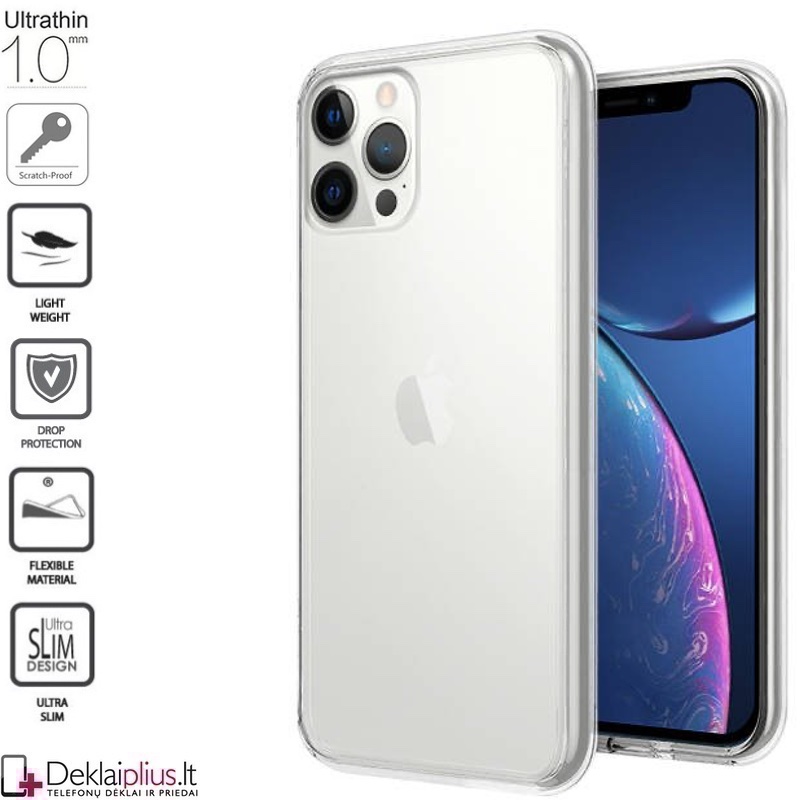 Silikoninis dėklas 1.0 mm storio - permatomas (telefonui Apple Iphone 13 Pro) Silikoninis dėklas 1.0 mm storio - permatomas (telefonui Apple Iphone 13 Pro)